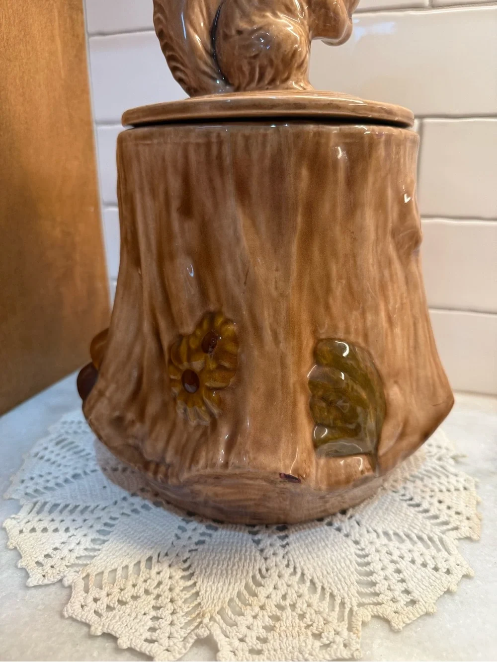 Brown Ceramic Squirrel Cookie Jar - Decorative Food Storage